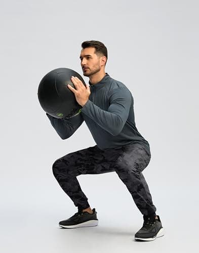 Pudolla Men's Fleece Lined Joggers Sweatpants with Zipper Pockets Winter Warm Pants for Men Running Workout Gym Athletic(Black Camo Small) - Thumbnail 6