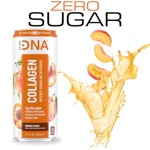 HYDRADNA- Sparkling Liquid Collagen Protein Water Drink Balanced Nutrients for Wellness - Sugar-Free - Keto-Friendly - No Gluten (12 Pack) Georgia Peach - Thumbnail 6