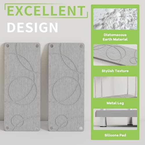 Bathroom Countertop Organizer Water Absorbing Stone Bathroom Organizer 2 Tier Skincare Organizer with Perfume & Makeup - Thumbnail 3