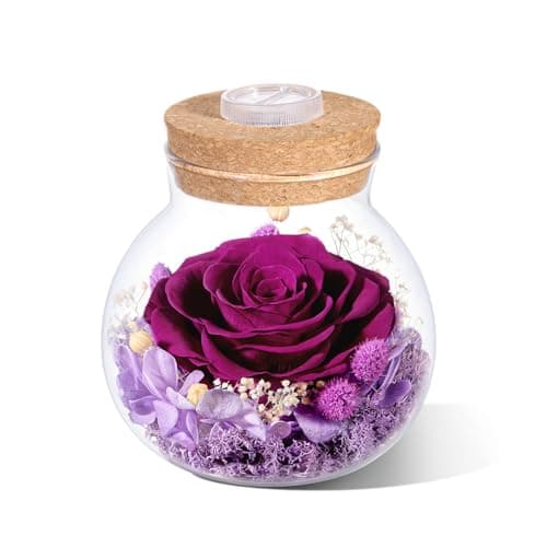 Gifts for Mom Birthday Gifts for Women Preserved Flowers for Delivery Prime Forever Eternal Fresh Rose in Glass Wishing Bottle with LED Light Anniversary Mothers Day for Grandma Wife Sister Girlfriend - Image 1