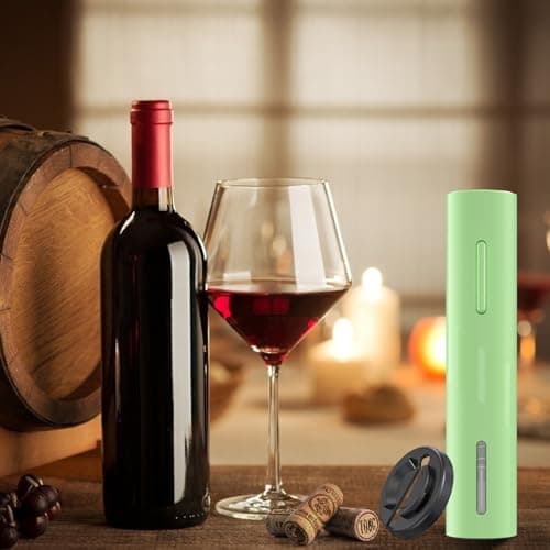 COKUNST Battery Wine Opener, Automatic Corkscrew with Foil Cutter Gift for Home Wedding Party Green - Thumbnail 6
