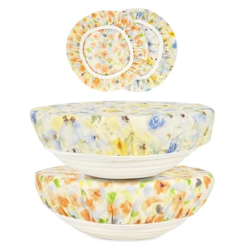 BERBAM Reusable Bowl Covers for Bread Proofing（2 Large）- Cotton Beeswax Bowl Covers Reusable with Elastic Rim, Sourdough Bowl Cover for Food Storage and Food Preservation (10INCH) - Image 1