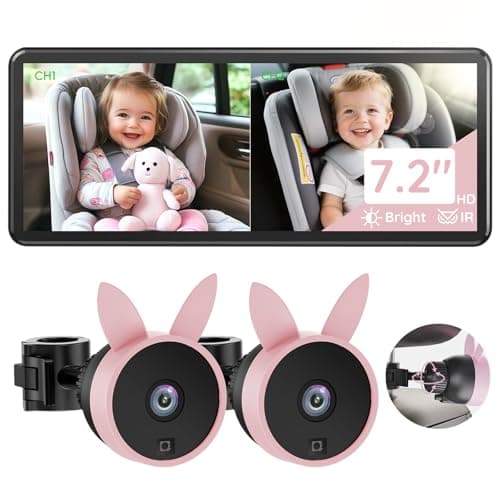 Babyvue BV3PRO 7.2" 1080P HD Dual Camera Car Baby Monitor for 2 Kids, IR Night Vision, Easy Installation, Brightness Adjustment, Car Seat Camera, Ideal Gift for Girls and Pets Monitoring - Image 1