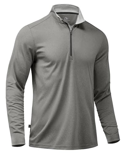 Obla Golf Quarter Zip Pullover for Men Mock Neck Sweatshirt Lightweight Sun Protection Men's Long Sleeve Golf Shirt (Grey Melange_S) - Image 1