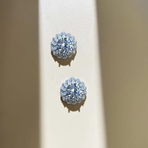 Sunflower Stud Earrings for Women S925 Sterling Silver Moissanite Earrings D Color VVS1 Daily Wear Party Gift 4Carat - Thumbnail 4