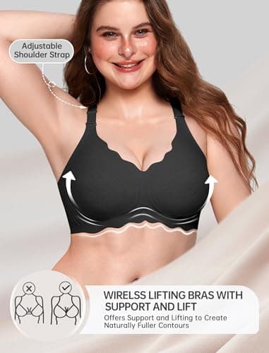 OEAK Women Value Series Jelly Bras Wireless Pushup Convertible 2XL Jacq Blk - Thumbnail 4