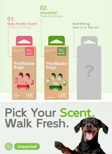 Pikoto Dog Poop Bags Rolls, 128 Count (8 Refills) - 60% Recycled Plastic Unscented - Leak Proof, Extra Thick Waste Bag with Easy-Peel Sticker (Green) - Thumbnail 6