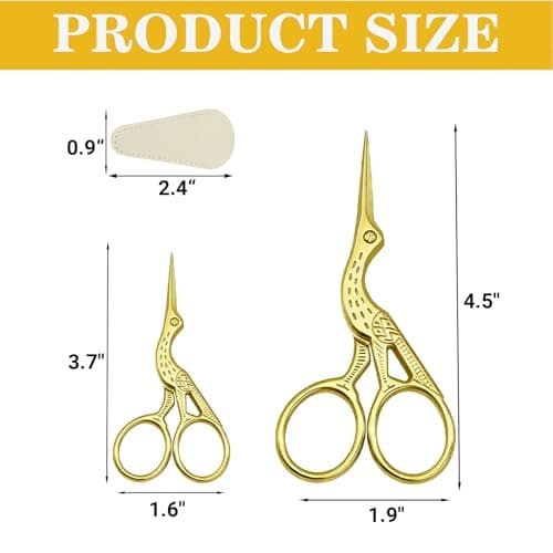 2PCS Sewing Scissors Gold Vintage Stork Embroidery Scissors, Stainless Steel Sharp Bird Shears - Ideal for Handicraft DIY Needlework Cross Stitch Daily Use Travel Sewing Shears（with 2 Covers） - Thumbnail 5
