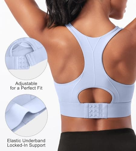 Sports Bras for Women High Support Racerback High Impact Sports Bra Push Up Womens Padded Workout Running Gym Yoga Tops Blue - Thumbnail 6