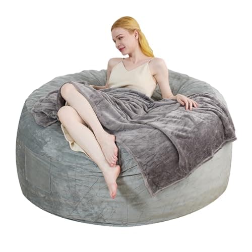 Cecilia magic box Bean Bag Chair 3ft, Large Bean Bag with Memory Foam Filler, BeanBag with Ultra Soft Faux Fur Fabric Washable, Lazy Sofa for Gameroom Living Room Bedroom Office, Grey