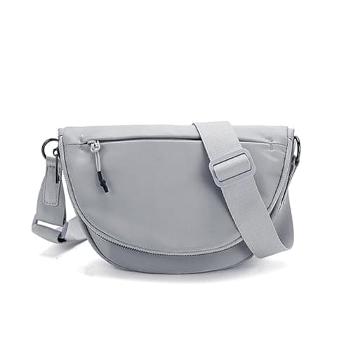 Fashion Crescent Moon Bag For Women & Men - Medium Nylon Shoulder Bag With Adjustable Strap, Lightweight & Foldable Design (A-Grey) - Image 1
