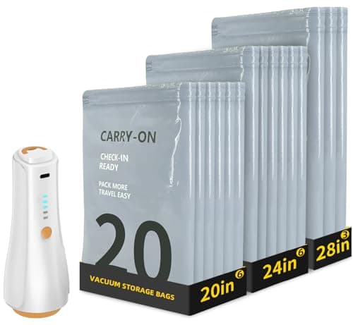 15Pack Travel Vacuum Storage Bags with Rechargeable Wireless Electric Pump, 3 Sizes (20/24/28 Inch) Space Saver Seal Bags for Luggage Suitcase, Travel Essentials for Vacation Cruise - Image 1