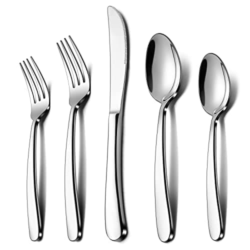 LIANYU 40-Piece Heavy Duty Silverware Set, Stainless Steel Flatware Cutlery Set for 8, Heavy Weight Eating Utensils for Home Restaurant Wedding, Dishwasher Safe, Mirror Polished