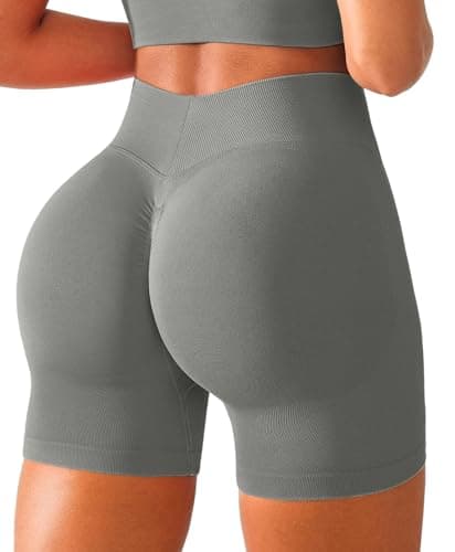 BRXL Compression Impact Shorts for Women Scrunch Butt Lifting Plus Size Seamless High Waist Workout Gym Spandex Shorts Neutral Grey XL - Image 1
