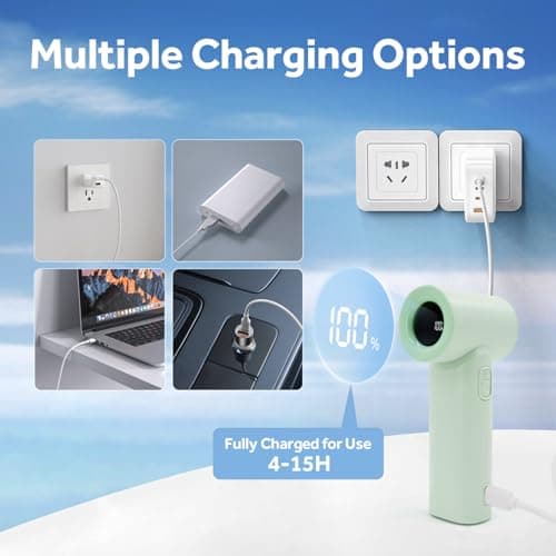 Portable Handheld Turbo Fan, 5 Gear Wind, LED Display, 4500mAh USB Rechargeable Hand Held Personal Fan, 15H Max Cooling Time, Suitable for Travel/Camping/Outdoor/Music Festival Summer Pocket Mini Fans - Thumbnail 5