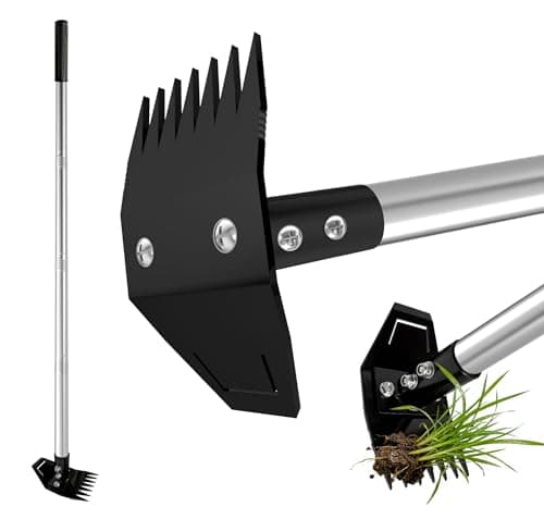 ATLRGISL Weed Puller Tool with Long Handle, Manual Weed Remover Tool, 2 in 1 Weed Rake&Grabber and Garden Hoe, Dandelion Gardenia Heavy Duty Uprooting Tool for Yard, Lawn and Garden, 58Inch - Image 1