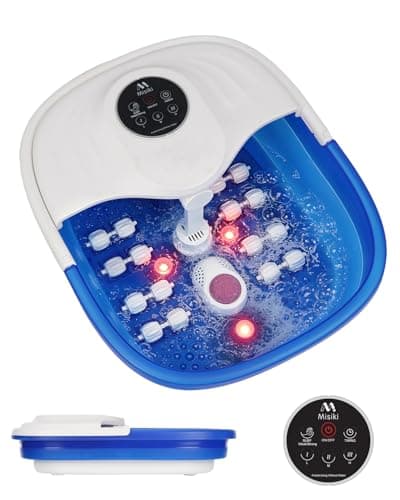 Misiki Collapsible Foot Spa Bath with Heat, Remote Control & 16 Massage Rollers, Fast Heating Pedicure Tub for Relaxing Tired Feet, Foot Soaker with Surf & Red Light, Fits Men Size 12 (Royal Blue) - Image 1