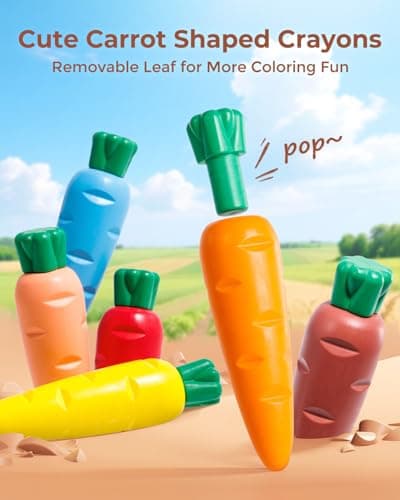 JUPITEARTH Carrot Crayons for Kids 24 Colors, Non Toxic Beeswax Toddler Crayons with 30-Page Coloring Book and 120 PDF Pages, Mess-Free Coloring for Kids Art Supplies Gift - Thumbnail 2