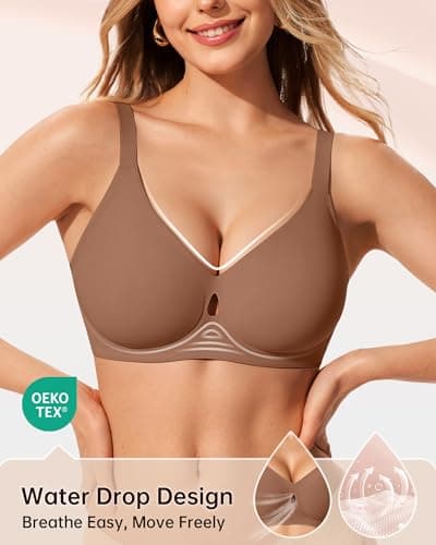 LetsJoli Wireless Bras for Women Jelly Seamless Push Up Support Bras for Older Women Lift No Underwire(Brown XL) - Thumbnail 2
