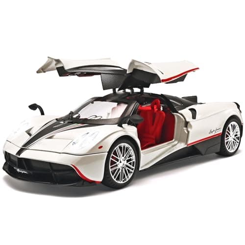 RZAPE Car Toys for Boys 1 18 Scale Diecast Cars Compatible for Pagani Huayra Dinastia Model Car Kits Collection,Metal Pull Back Cars with Light and Sound,Toy Cars for Boys Age 4-7（White） - Image 1