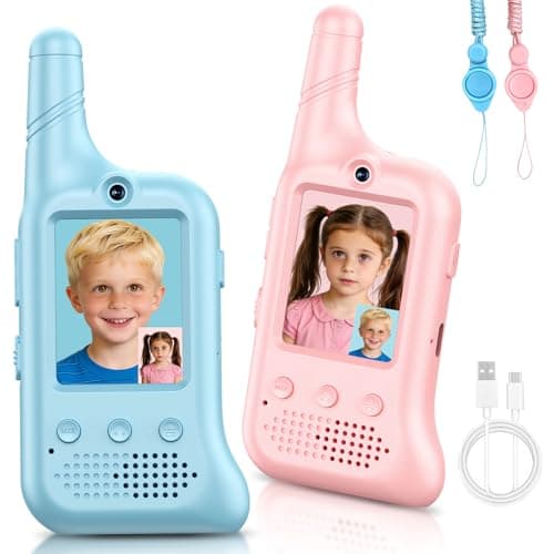 Video Walkie Talkies for Kids – Rechargeable Kids Walkie Talkies 2 Pack with Voice Changer & Cartoon Avatar, 1000 ft Range, Fun Toys for Outdoor Camping, Hiking, Birthday Gift for Boys Girls Ages 3-12 - Image 1
