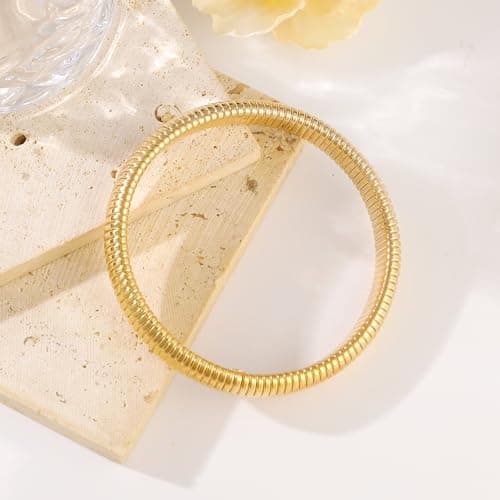 Bracelets Sets 14K Gold Plated Toned Bangle Coiled Design Minimalist Aesthetic Elegance Gift - Thumbnail 6