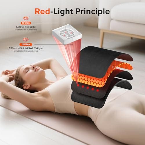 Cordless Red Light Therapy Belt, 3000mAh Battery Rechargeable Magnetic LED Screen Controller, Portable & Cordless, 12.4" * 5.7" Cordless Infrared Red Light Therapy for Body Back Knee Leg - Thumbnail 2