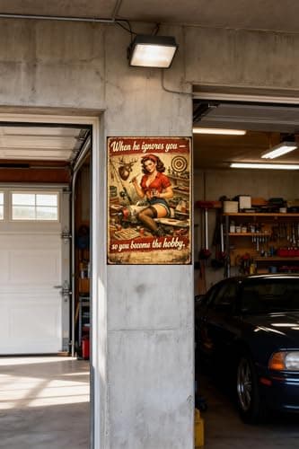 When He Ignores You Metal Tin Sign, 8x12 Inch Vintage Retro Art, Funny Hobby Quote, Pinup Girl Decor for Garage, Man Cave, Office, Bar, Pre-drilled Holes for Easy Hanging - Thumbnail 2