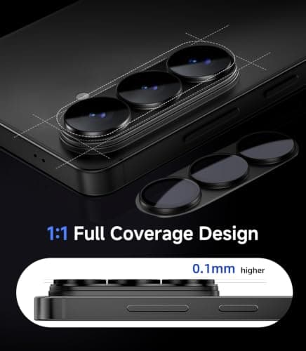 HelloDeere for 2 Pack Samsung Galaxy S26/S26 Plus Camera Lens Protector, 9H+ Hardness Tempered Glass with AR Anti-Reflective Military Grade Shockproof Scratch Resistant HD Clear Case Friendly, Black - Thumbnail 4