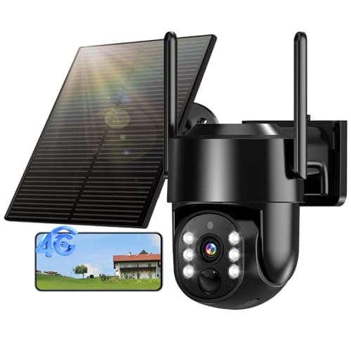 4G LTE Cellular Solar Security Camera Wireless Outdoor, No WiFi Solar Powered Camera, 360° Live View, 2K Color Night Vision, PIR Detection, 2-Way Audio, Motion Alert, Built in SIM Card, Easier to use - Image 1