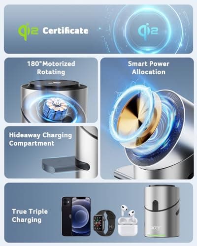 Acer Prime 3 in 1 Charging Station for Apple - Magnetic iPhone Wireless Charging Station, Magsafe Charger Stand for iPhone 17 16 15 14 13 12 - Apple Watch - Airpods Series (Charger & USB-C Included) - Thumbnail 2