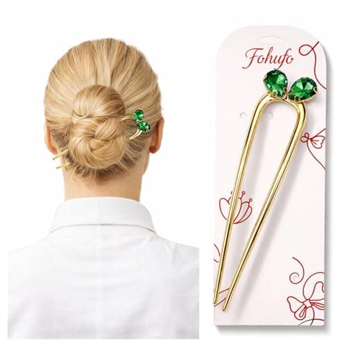 Fohufo French Hair Pin for Women - Birthstone Hair Pins with Heart Design, French Twist Hair Pin for Buns and Updos, Fashion Hair Accessories for Women, Peridot August Birthstone for Women Gifts - Image 1