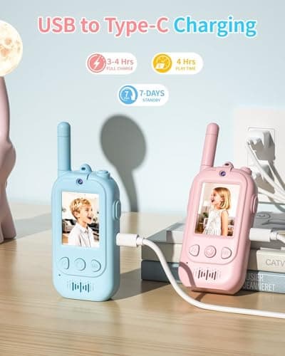 2026 Upgrade Video Walkie Talkies, Kids Communication Toys with Screen, Video Walkie Talkies for Kids with Voice Changer, Durable Walkie Talkie Toys Gifts for Indoor Outdoor Family Play Ages 3-12 - Thumbnail 4