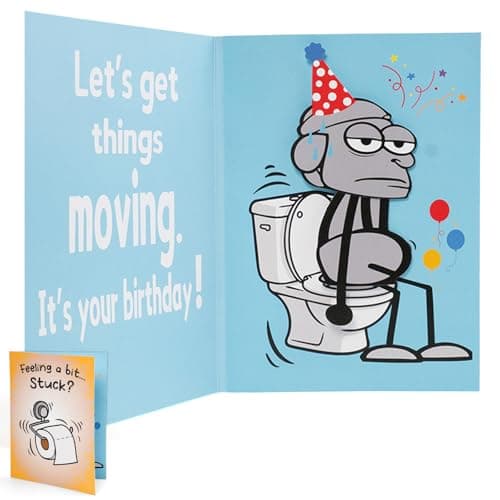 mountova Funny Prank Birthday Card for Men, 3D Toilet Pop Up Greeting Card, Gag Gift for Dad Husband Brother Friend, 30-80th Humorous Birthday Gift