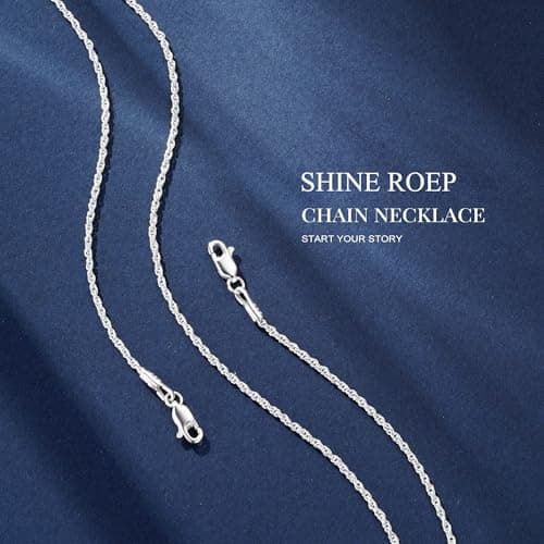 IEFWELL Silver Rope Chain Necklace for Women - 1.5mm Sterling Silver Twisted Rope Chains, Hypoallergenic Soft Sturdy Necklace, 16 Inch Jewelry Gifts for Women Men - Thumbnail 6