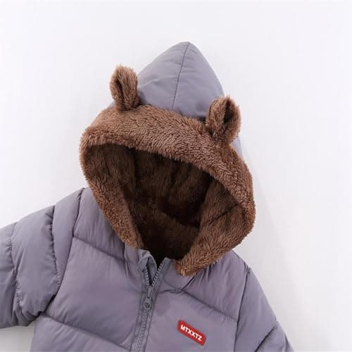 JiAmy Baby Winter Fleece Coat Kids Boys Jacket Outwear Girls Padded Clothes Grey 1-2 Years - Thumbnail 2