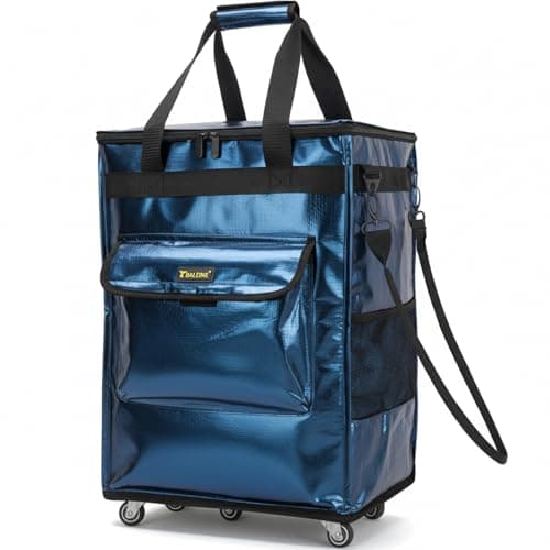 BALEINE Reusable Grocery Bags on Wheels, Rolling Tote Bag, Shopping Trolley, Large Backpack Shopping Carts for Groceries (16"x11.5"x23.5", Navy) - Image 1