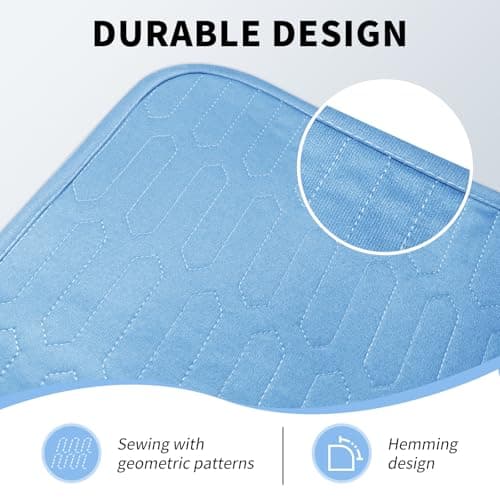 Hiiksolo Reusable Leakproof Bed Pads, 4 Pack 34" x 36" Washable Heavy Absorbency Incontinence Underpads, Blue Mattress Protector for Adults, Children, Pets - Thumbnail 4