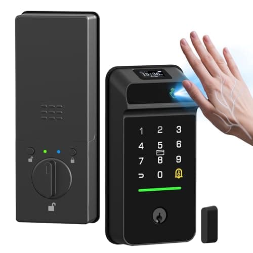 Keyless Entry Door Lock Palm Vein, Bestkid Smart Lock for Front Door with Wireless Doorbell Built-in WiFi, Biometric Deadbolt App Remote Alexa Control Auto Lock Rechargeable Battery - Image 1