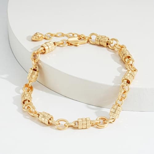 LOYATA Chain Bracelet Gold Link 14K Gold Plated Dainty Bracelet Simple Jewelry Gift for Women - Thumbnail 6