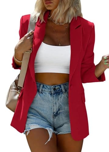 KIRUNDO Womens Blazer 2026 Spring Fall Business Casual Oversized Long Sleeve Button Open Front Suit Jackets Work Clothes(Red, X-Large) - Image 1