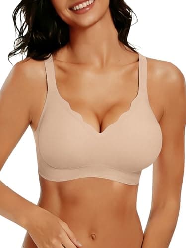COCOMARTS Jelly Bras for Women No Underwire Seamless Push Up Scalloped Tshirt Bralettes Comfortable Wireless Everyday Bra Nude 3X-Large - Image 1