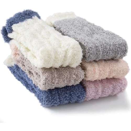 TEHOOK Fuzzy Socks for Women, 6 Pairs Warm Soft Fluffy Thick Cozy Plush Winter Socks for Gifts & Stocking Stuffers - Image 1