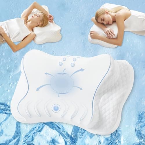 Releep Adjustable Cervical Neck Pillow, Cooling Orthopedic Ergonomic Contour Pillow, Memory Foam Neck Pillows for Back Stomach Sleeper, White Color - Image 1