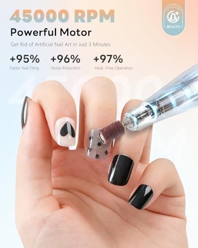 CozyZen Cordless Nail Drill Professional: 45000 RPM Rechargeable Electric Nail File Kit, Portable & Low Noise for Acrylic, Gel Nails, Manicure & Pedicure - Salon & Home Use - Thumbnail 2