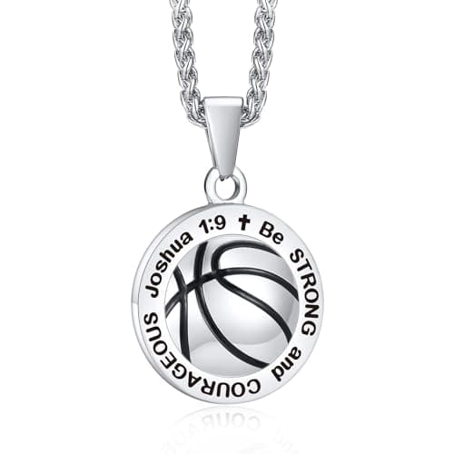 FLHEART Sports Necklace for Athletes with Joshua 1:9 Bible Verse - Adjustable Chain Pendant Jewelry for Baseball/Basketball/Football/Soccer | Christian Baptist Religious Gift for Men - Image 1