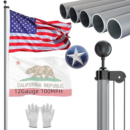 NELXINJO Heavy Duty 25FT Flag Pole -12 Gauge Extra Thick Aluminum Flagpole kit for Outside House,100MPH Wind Tested - Image 1