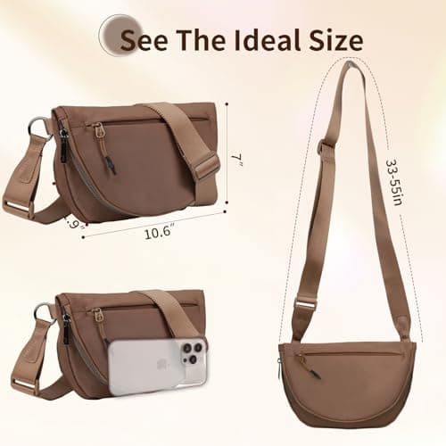 Fashion Crescent Moon Bag For Women & Men - Medium Nylon Shoulder Bag With Adjustable Strap, Lightweight & Foldable Design (A-Beige) - Thumbnail 3