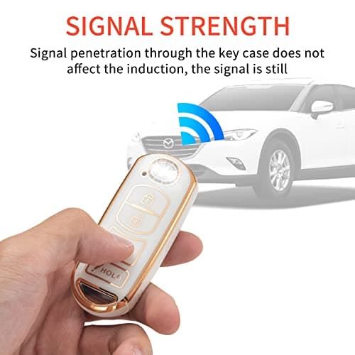 RUABIBAN Key Fob Cover Compatible with Mazda, Soft TPU Key Case Protection Shell Fit for Mazda 3 6 8 Miata MX-5 CX-3 CX-5 CX-7 CX-9 Smart Remote - Thumbnail 4