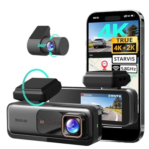 BOTSLAB 4K Dash Cam Front and Rear, 170° Ultra Wide 4K+2K Dashcam with ADAS, Night Vision, 24/7 Parking Mode, IMX415 STARVIS Sensor, WDR, 5.8GHz WiFi, Built-in GPS, Loop Recording (No SD Card)